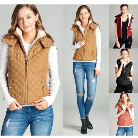 Love Tree Brown Hooded Quilted Puffer Vest Size Small - Picture 7 of 8